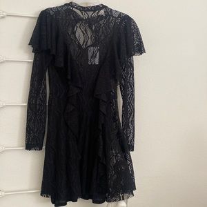 NWT FREE PEOPLE Crocheted Black Dress Black Lining SZ S